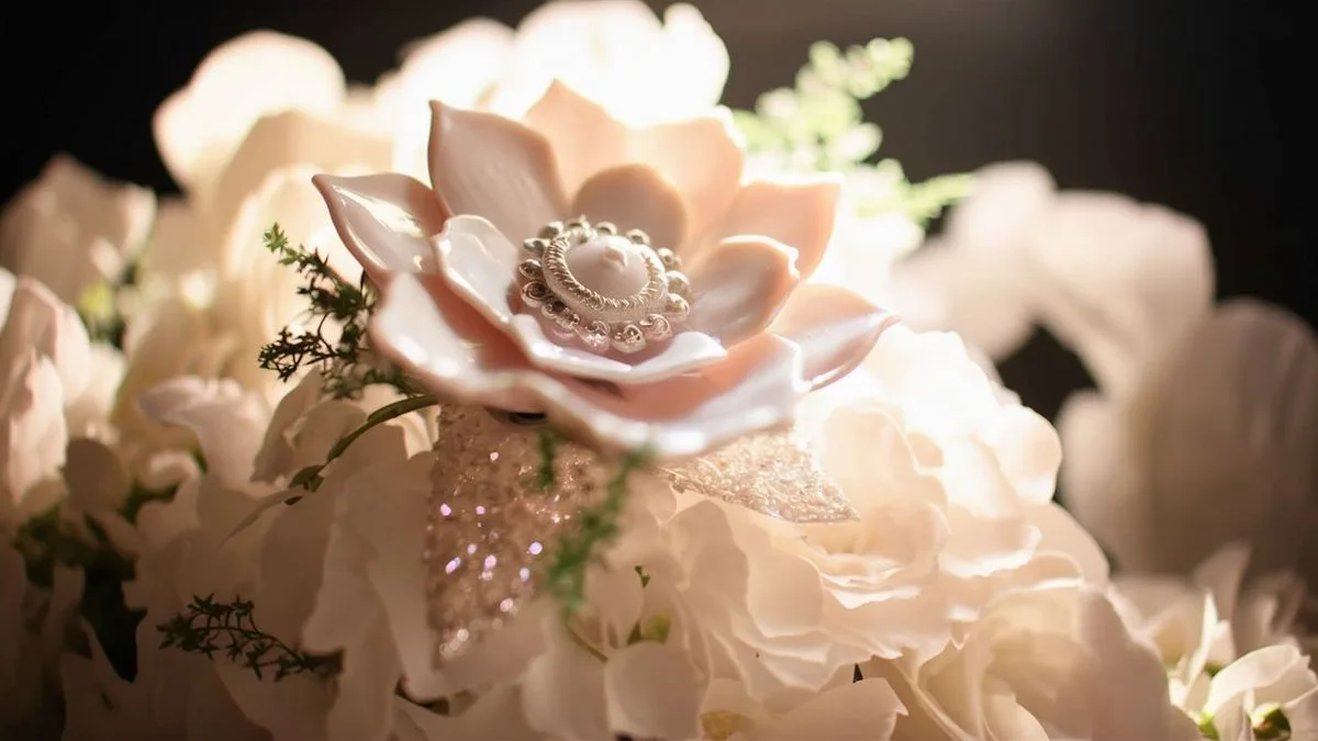 Menyasszonyi köröm porcelán virággal